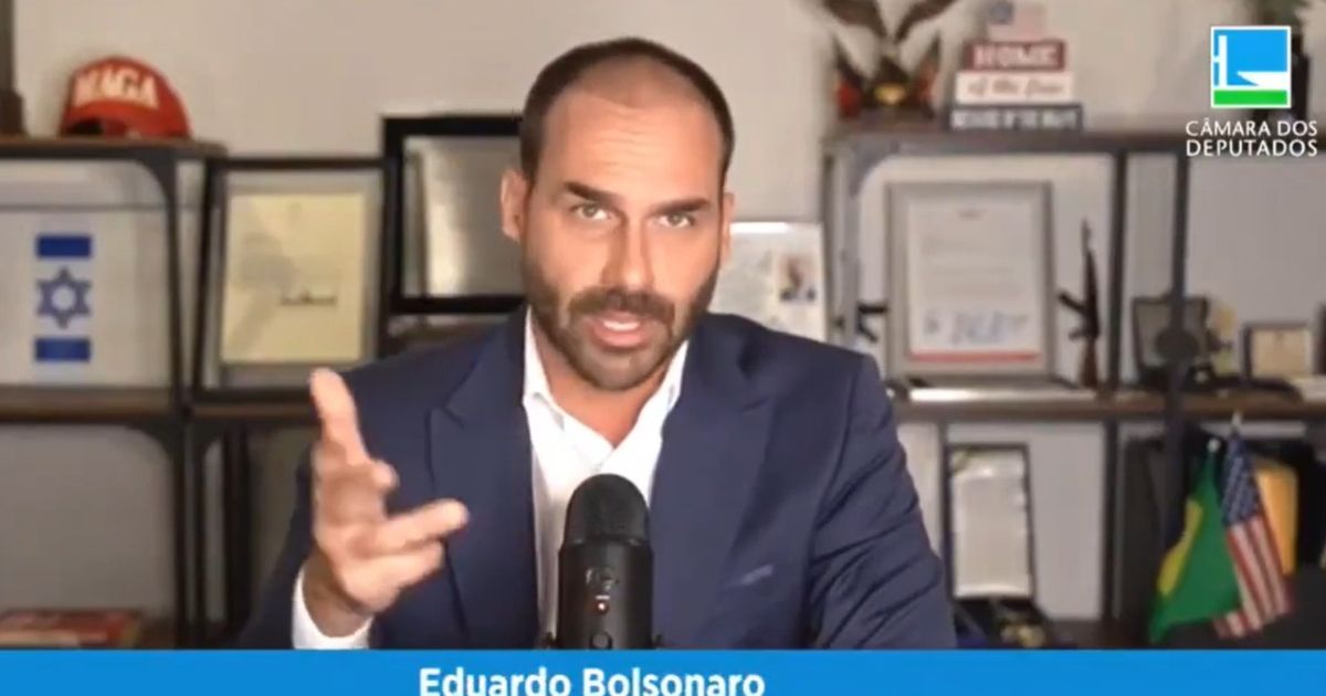 Eduardo Bolsonaro em videoconferência -