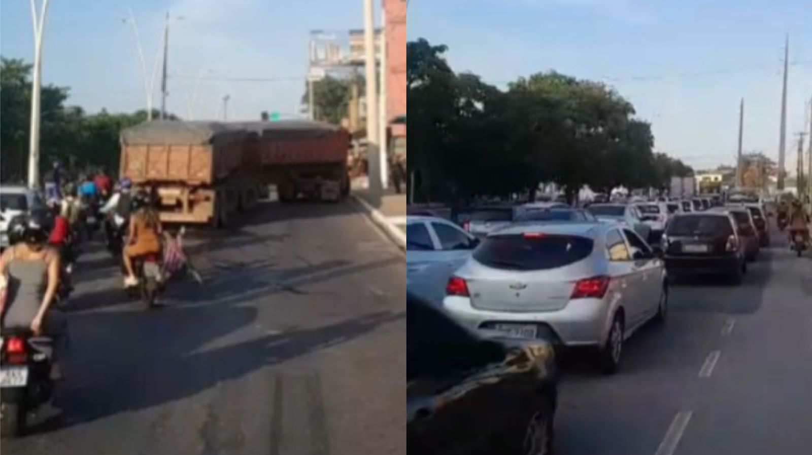 Imagem - Vídeo: carreta atravessada na pista deixa trânsito parado na João Paulo II em Belém