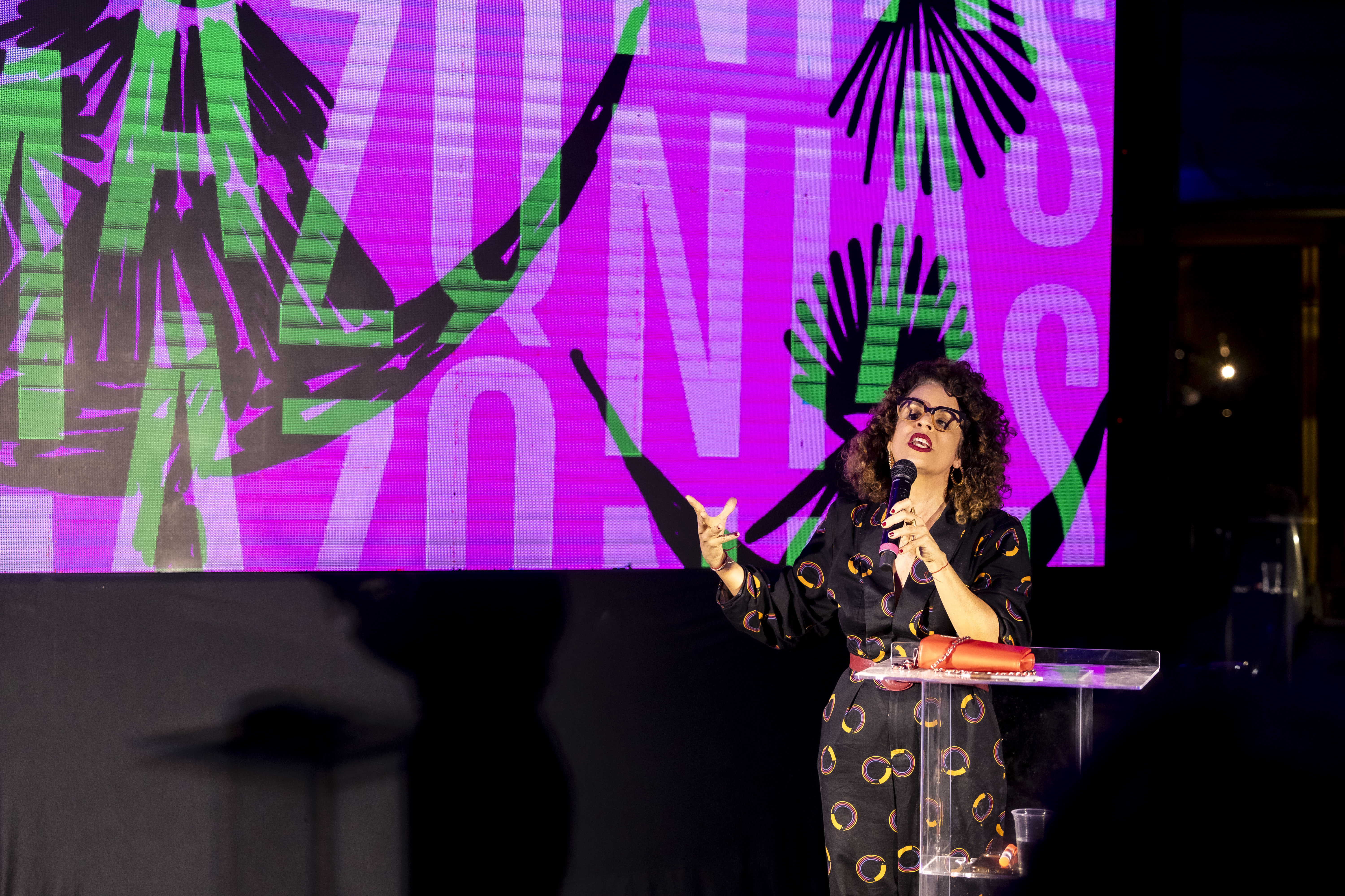 Presidente da Funarte, Marias Fernandes Marighella, na abertura do evento