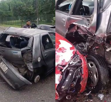 Imagem - Vídeo: carros ficam destruídos após colisão no bairro Val-de-Cans em Belém