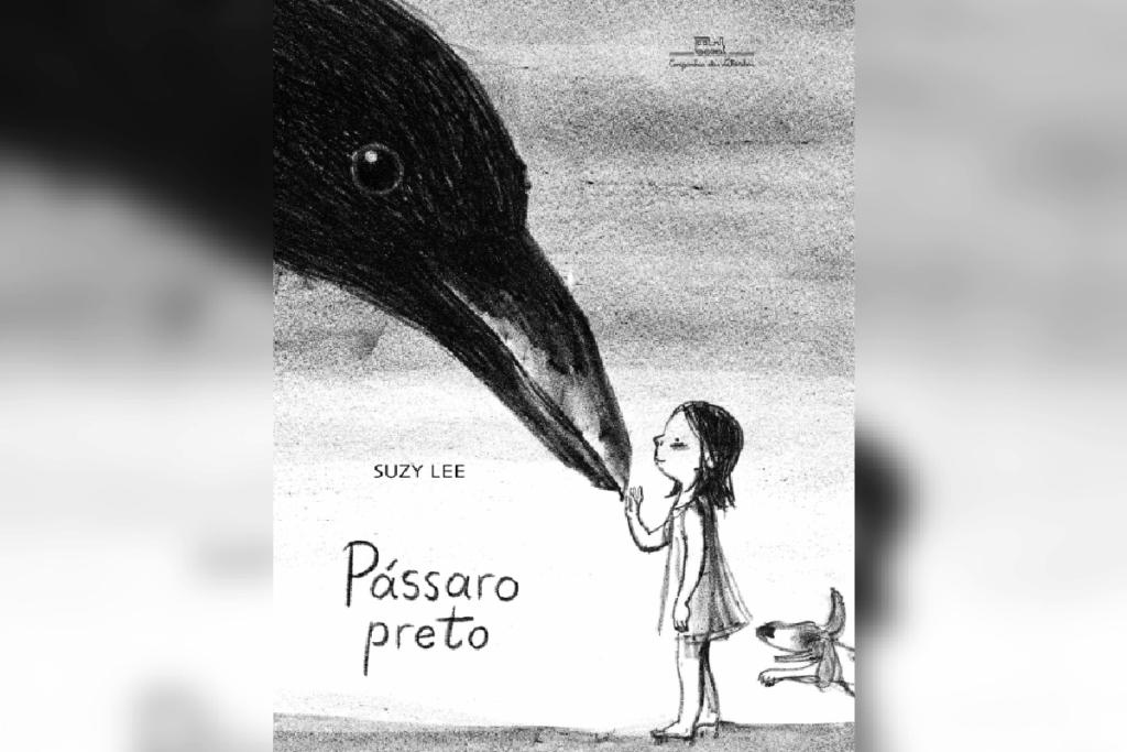 &#8220;Pássaro preto&#8221; ilustra como a imaginação ajuda a lidar com a tristeza e a solidão (Imagem: Reprodução digital | Companhia das Letrinhas)