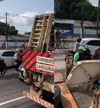 Imagem - Vídeo: acidente entre moto e carreta congestiona o trânsito na Almirante Barroso; confira o trânsito