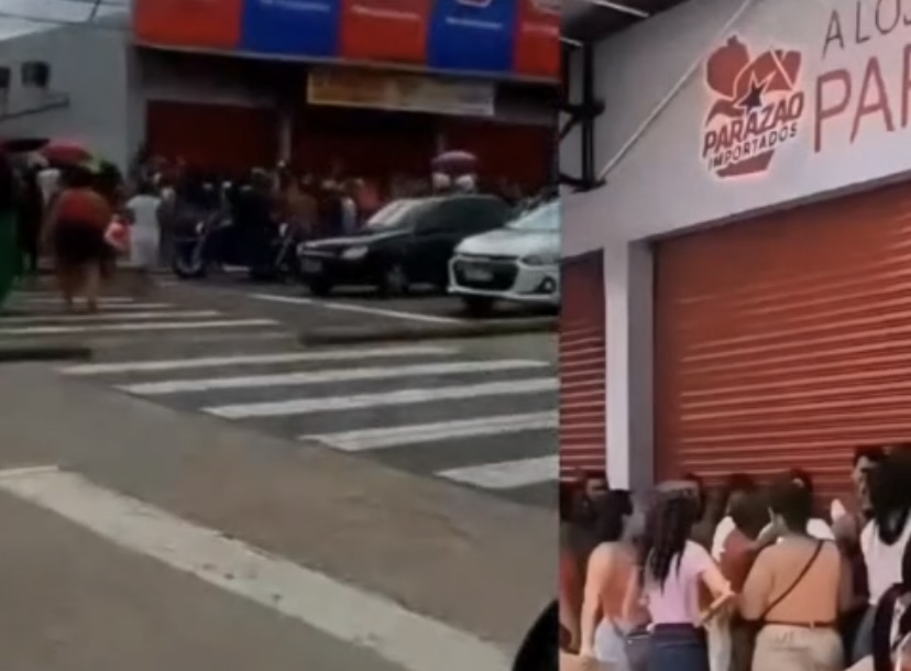 Diante da multidão, o proprietário optou por manter as portas fechadas, temendo possíveis saques


