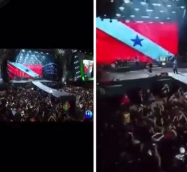Imagem - Equipe de Simone Mendes exibe bandeira do Pará durante show em Manaus