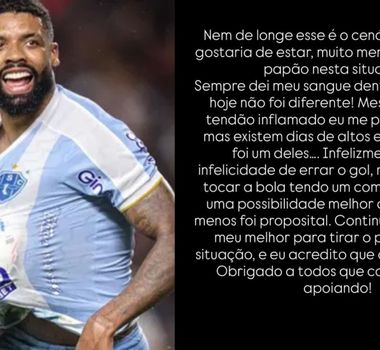 Imagem - Diogo Oliveira lamenta chance perdida na derrota do Paysandu para o Volta Redonda: 'fui infeliz no lance'