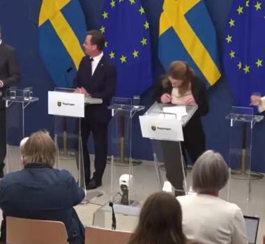 Imagem - Ministra da Saúde da Suécia desmaia em coletiva após assumir cargo