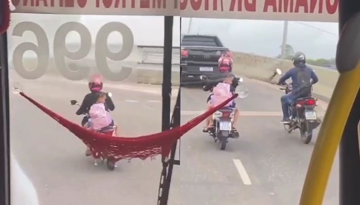Imagem - Vídeo: mulher é flagrada com criança sem capacete em moto no Entroncamento, em Belém
