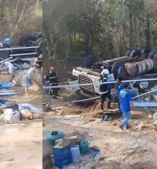 Imagem - Caminhão sai da pista e cai em ribanceira na PA-287 no sul do Pará