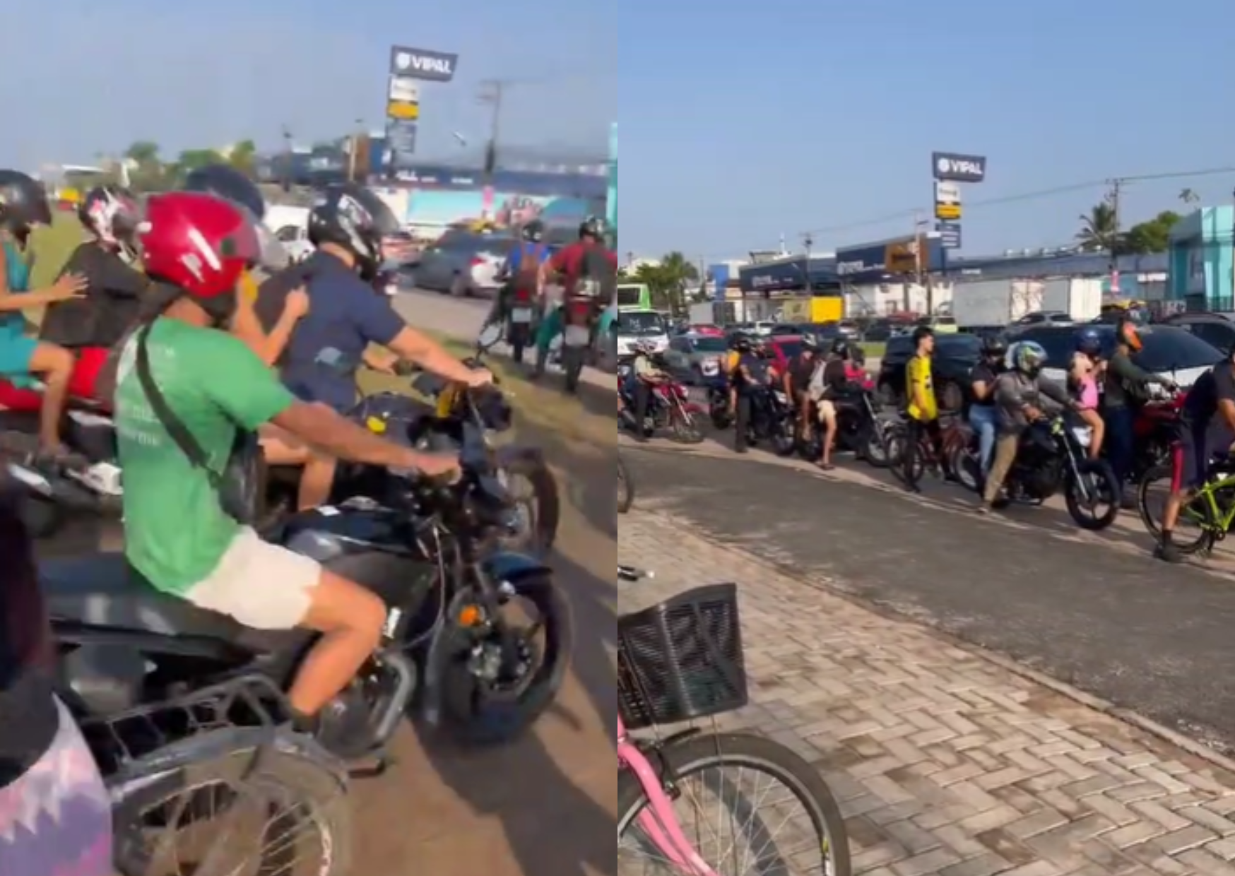Um vídeo feito na manhã desta quinta-feira (18) chamou a atenção ao mostrar várias motos atravessando o canteiro da BR-316, em frente à Prefeitura de Ananindeua