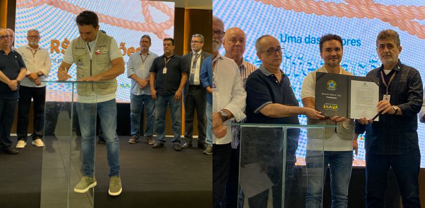 Ministro Celso Sabino esteve em Belém nesta terça-feira (23) para assinar o investimento de R$ 2 milhões na maior festa religiosa do Brasil. 