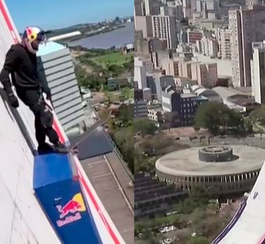 Imagem - Mineirinho desce de skate megarrampa em prédio icônico de Porto Alegre; veja
