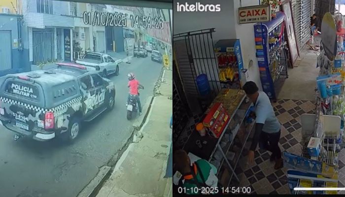 Imagem - Criminosos assaltam loja no centro de Belém enquanto viatura da PM passa sem notar ação