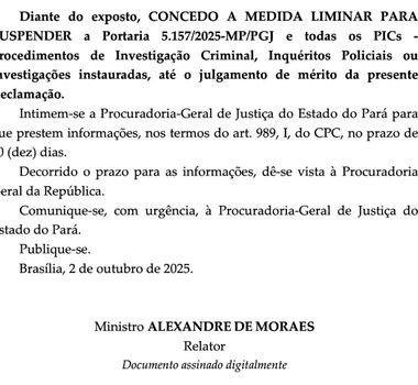 Imagem - STF suspende força-tarefa do MP que investigava prefeito e vereadores de Ananindeua