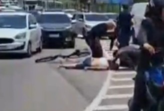 Imagem - Vídeo: ciclista idoso fica ferido em acidente no viaduto do Coqueiro, em Ananindeua