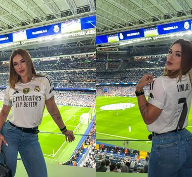 Imagem - Vini Jr. brilha com dois gols no Bernabéu em jogo marcado por presença de Virginia Fonseca