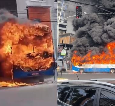 Imagem - Vídeo: ônibus pega fogo na Avenida Doca de Souza Franco, em Belém