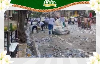 Após procissão do Círio, equipe de limpeza percorre as ruas do trajeto
