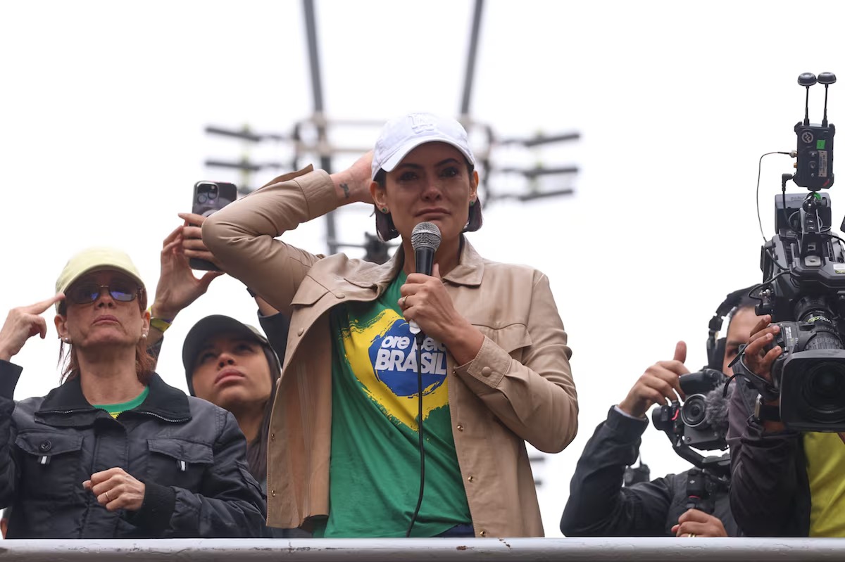 A ex-primeira-dama Michelle Bolsonaro fez um discurso durante evento do PL Mulher.