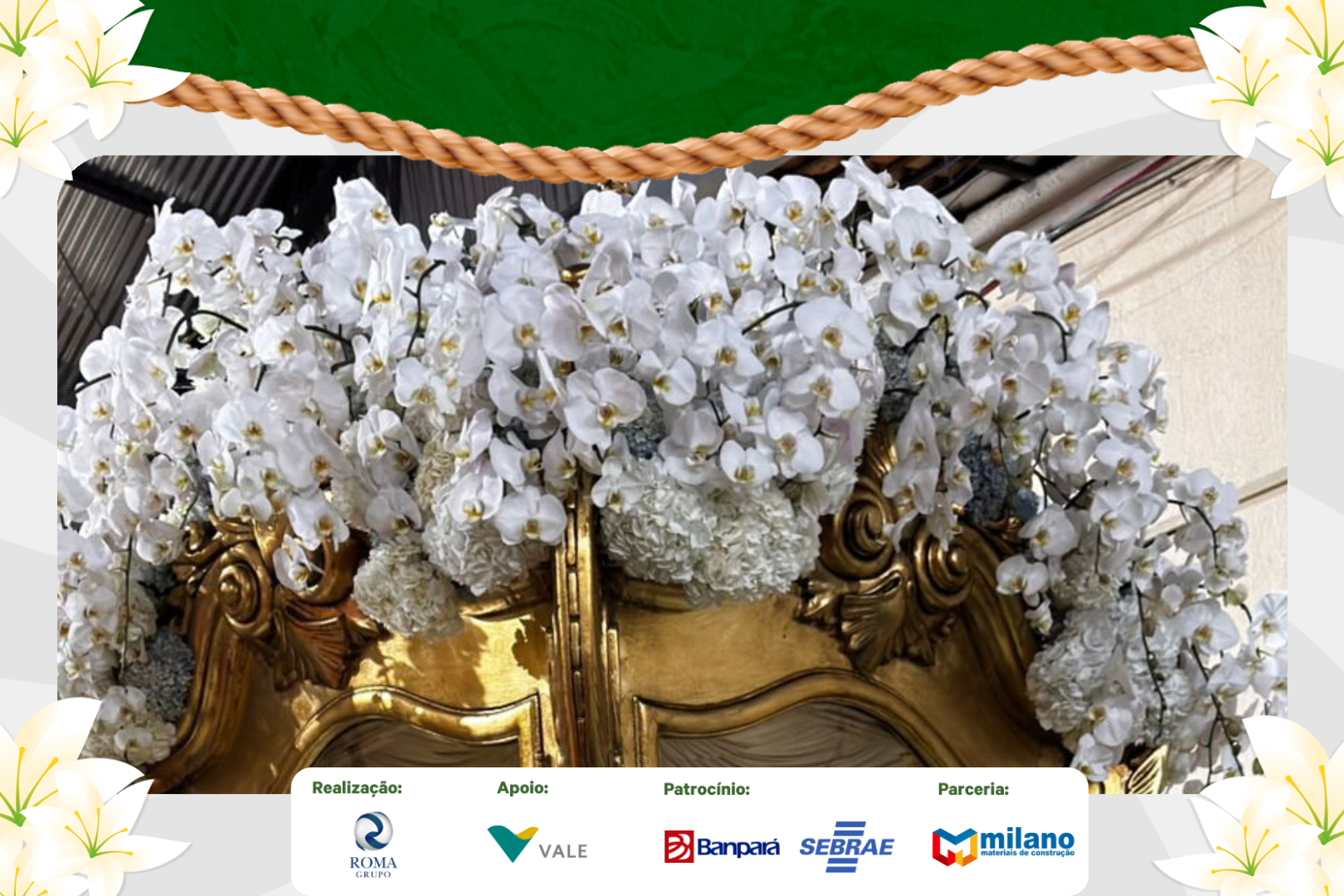 Assinada pelo artista floral Vando Nascimento, decoração destaca a beleza e o simbolismo das flores que compõem um dos momentos mais aguardados da festividade paraense