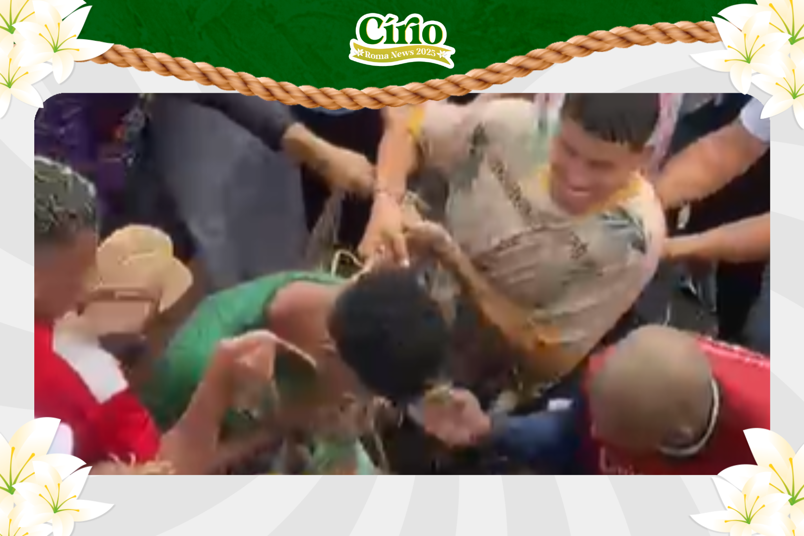 Corda, símbolo tradicional do Círio, foi cortada antes dos 2 km de percurso, gerando cenas de disputa entre devotos