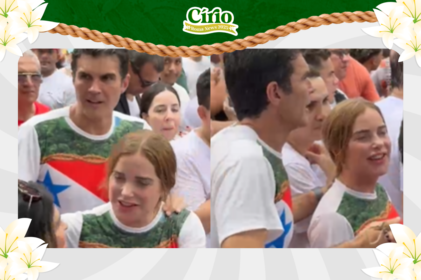 Helder e a primeira-dama Daniela Barbalho foram vistos na Av. Nazaré durante a procissão, com terço e pedaço da corda em mãos, reforçando a fé pessoal do governador