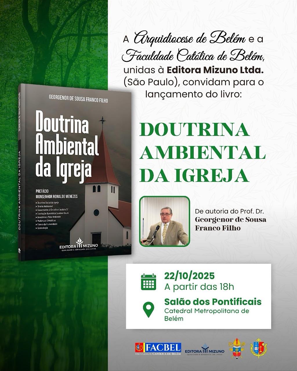 livro Doutrina Ambiental da Igreja, de autoria do professor e doutor Georgenor de Sousa Franco Filho.