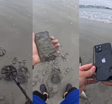 Imagem - Caçador de 'tesouros' encontra celular enterrado na praia e devolve à dona