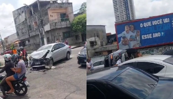 Imagem - Carro capota após ser atingido por outro veículo no bairro da Cremação, em Belém
