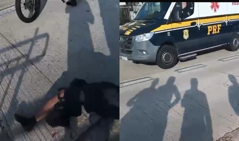 Um idoso que atravessava a faixa de pedestres foi atingido por um policial Da PRF

