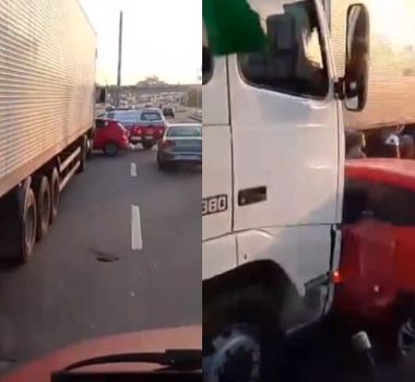 Imagem - Acidente entre carreta e carro particular dificulta trânsito na BR-316