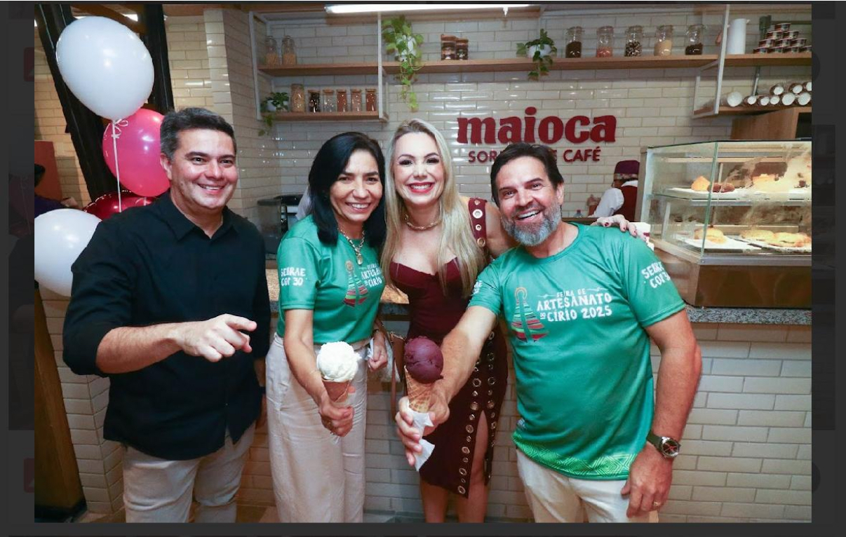 A Maioca em São Brás  Carlos e Verena Correa de Melo inauguraram a sorveteria Maioca, no Mercado de São Brás. O evento contou com a presença do diretor superintendente, Rubens Magno, e da  diretora técnica, Domingas Ribeiro, do Sebrae-PA.