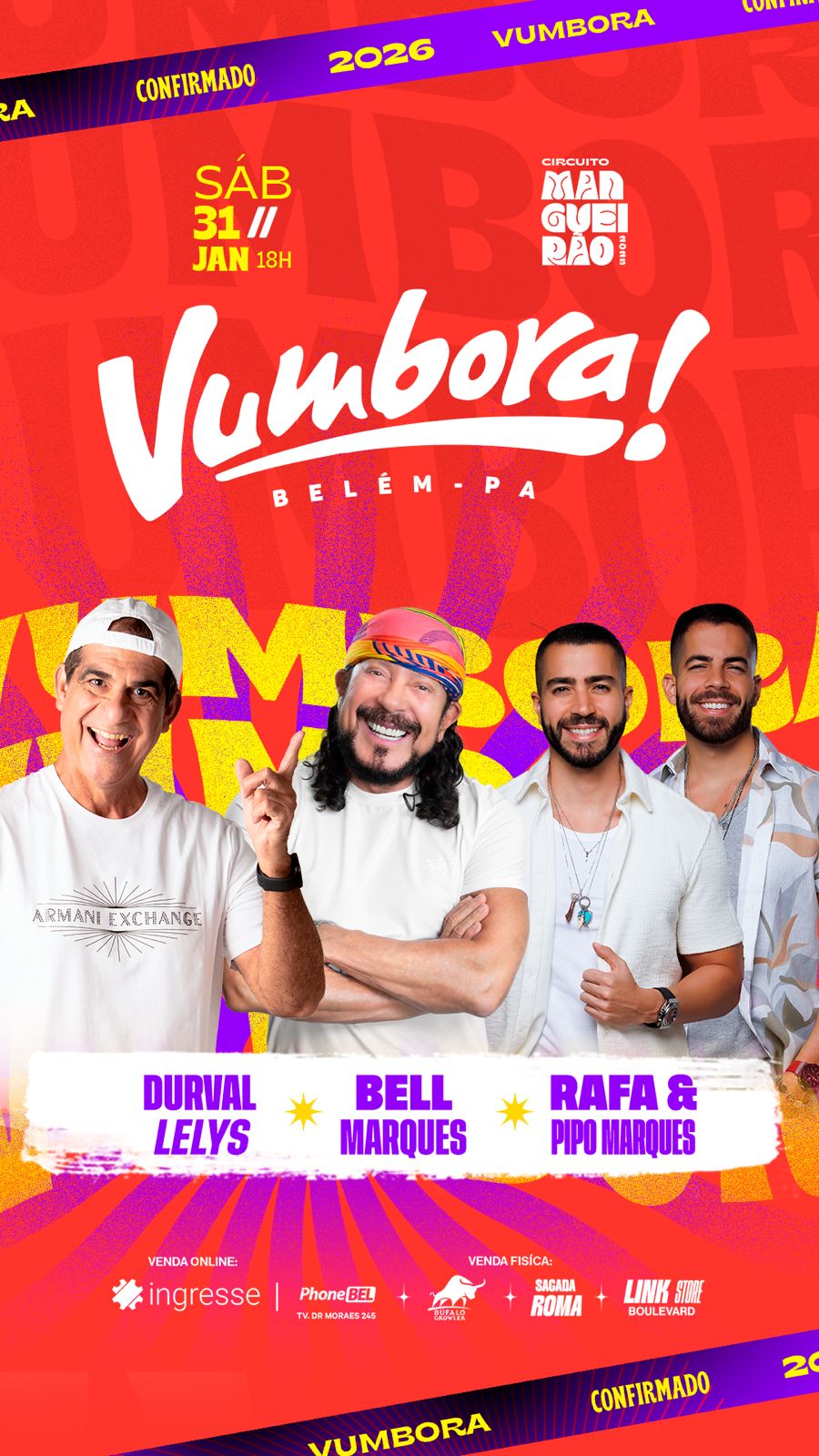 Os ingressos poderão ser adquiridos no site ingresse.com e em pontos de venda físicos espalhados pela cidade