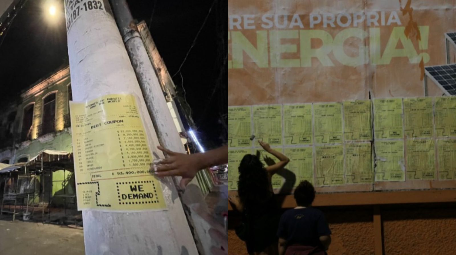 Imagem - Recibos da dívida climática tomaram as ruas de Belém na madrugada desta segunda
