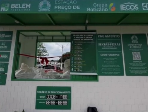 HUB de Reciclagem da Região Norte, instalado na Praça Princesa Isabel, em Belém.