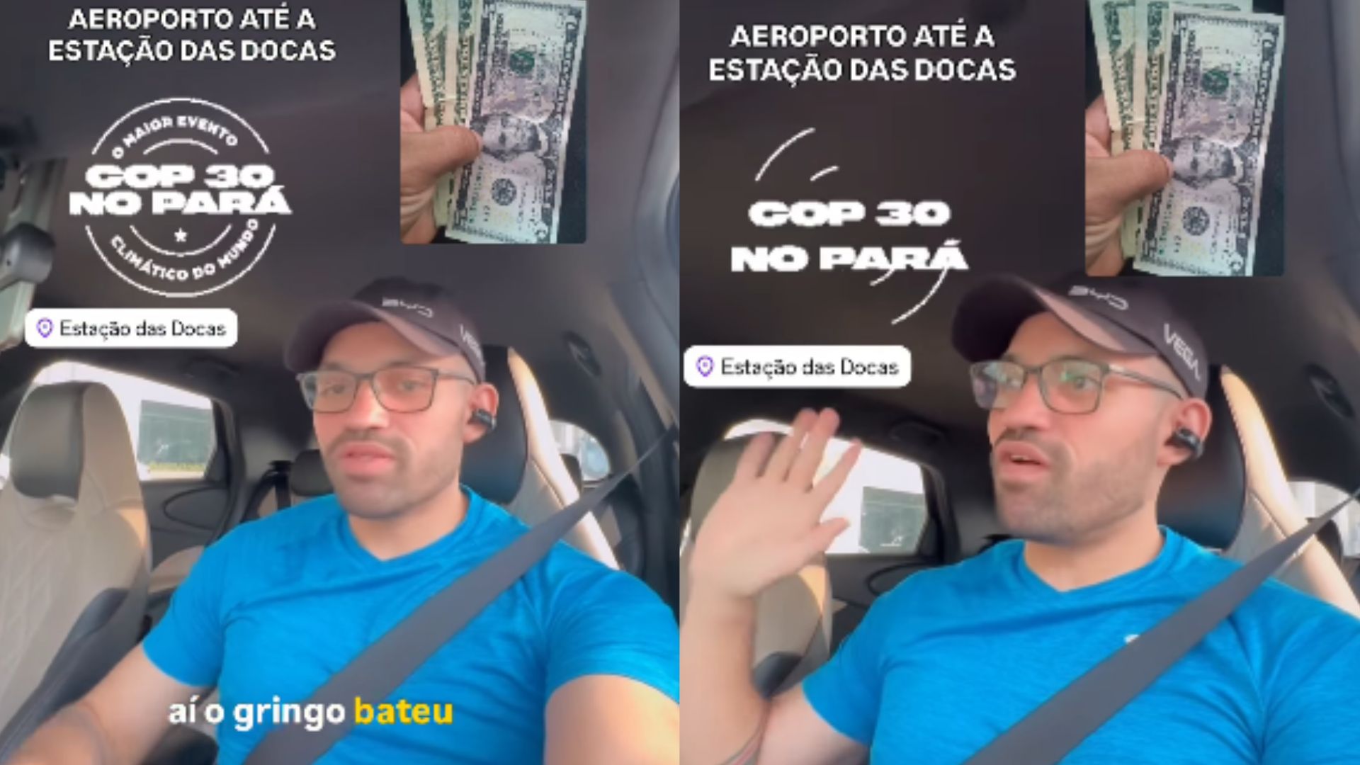 Motorista cobra em real, recebe em dólar e cai na risada com engano de gringo; assista