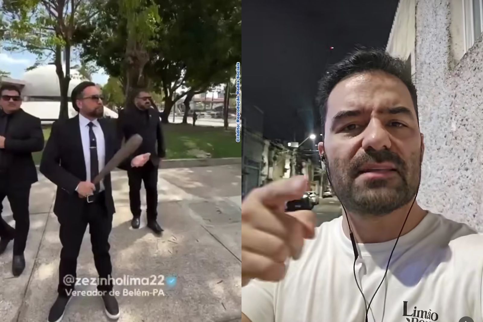 Vereador de Belém, Zezinho Lima (PL) esperando na porta de hotel onde estava hospedado em Belém o ex-deputado cassado e influenciador Artur do Val, o “Mamãe Falei”.