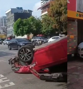 Imagem - Colisão termina em capotamento na Senador Lemos, em Belém