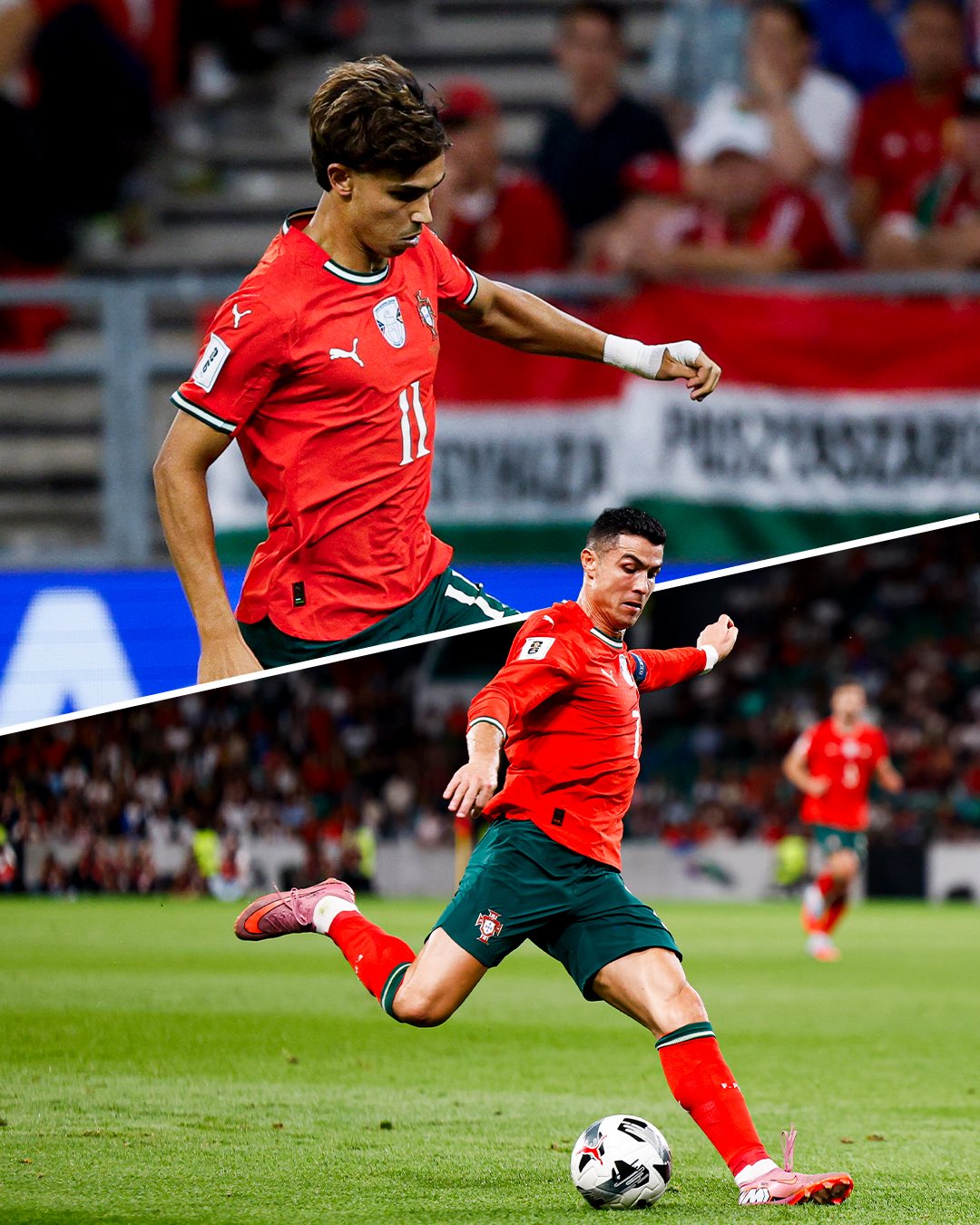João Félix (em cima) e Cristiano Ronaldo (em baixo) são dois dos destaques de Portugal