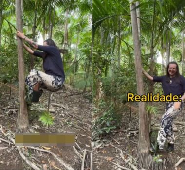 Imagem - Duda Salabert aceita desafio de colher açaí durante passagem por Belém; assista