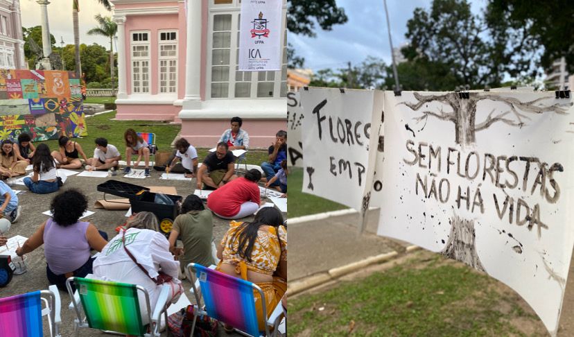 A Praça da República, em Belém, virou ponto de encontro entre artistas, ativistas e moradores na preparação para a Marcha Mundial pelo Clima