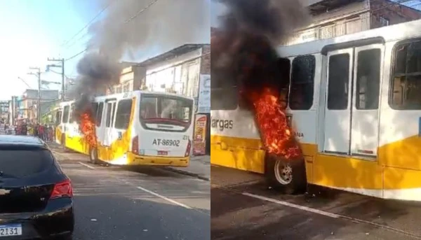 Imagem - Ônibus pega fogo em avenida e assusta motoristas em Belém