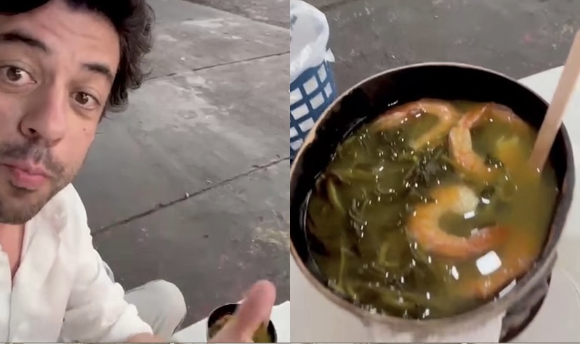 Tiago Eltz experimentando tacacá 