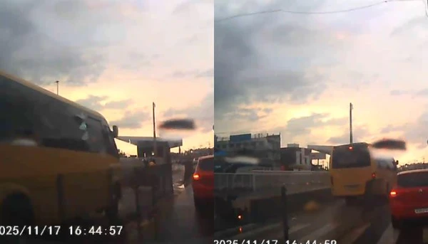 Veja o momento em que moto é atingida por micro-ônibus na via do BRT em Ananindeua