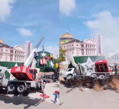 Imagem - Guindaste tomba durante montagem de árvore de Natal e deixa um morto