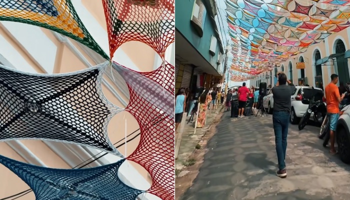 (Belém ganha teto de crochê no Ver-o-Peso)