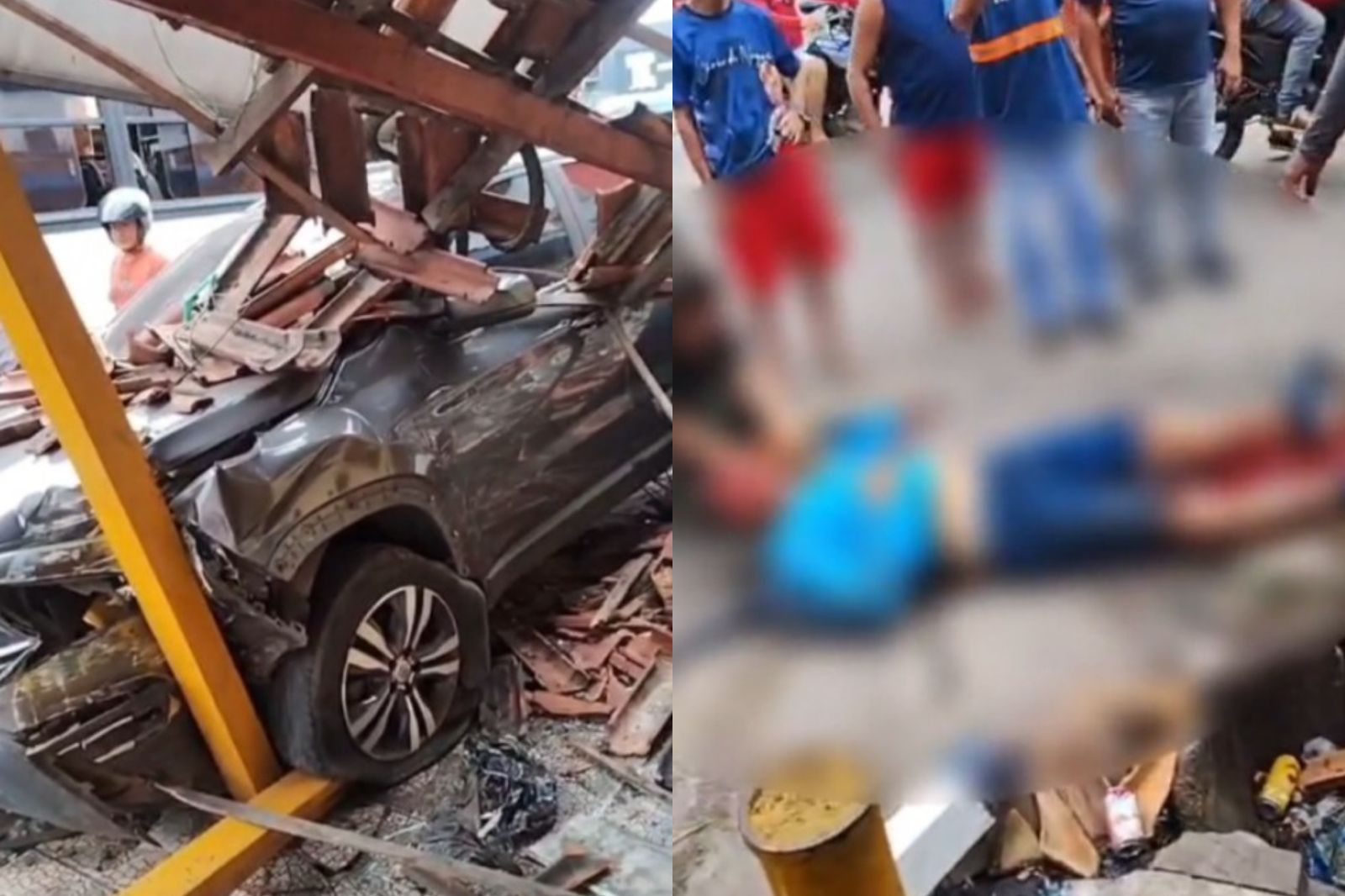 Homem fica ferido após carro perder o controle no bairro Aguas Lindas.