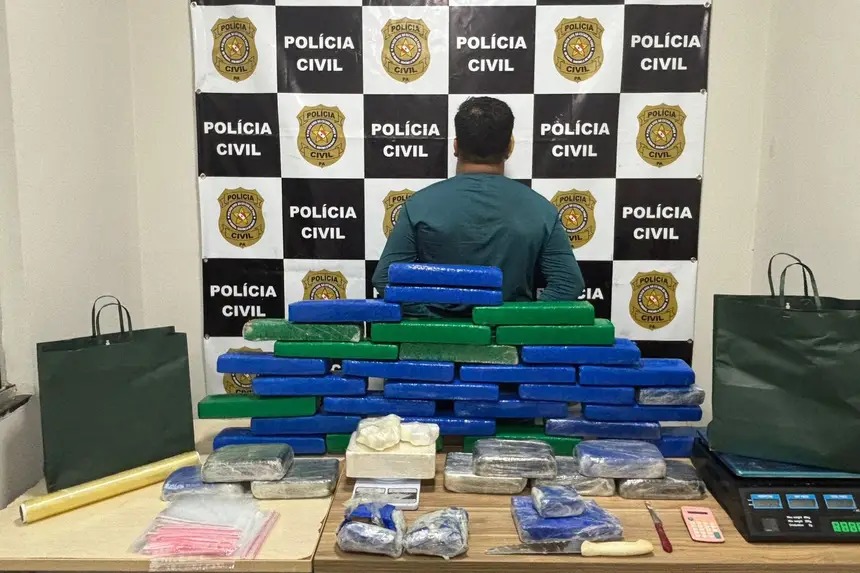 Homem é preso e 40kg de drogas são apreendidos pela Polícia Civil no Pará.