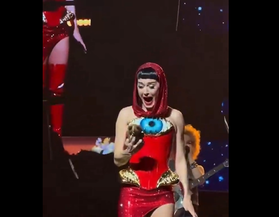 Katy Parry joga longe Labubu que ganhou de fã durante show