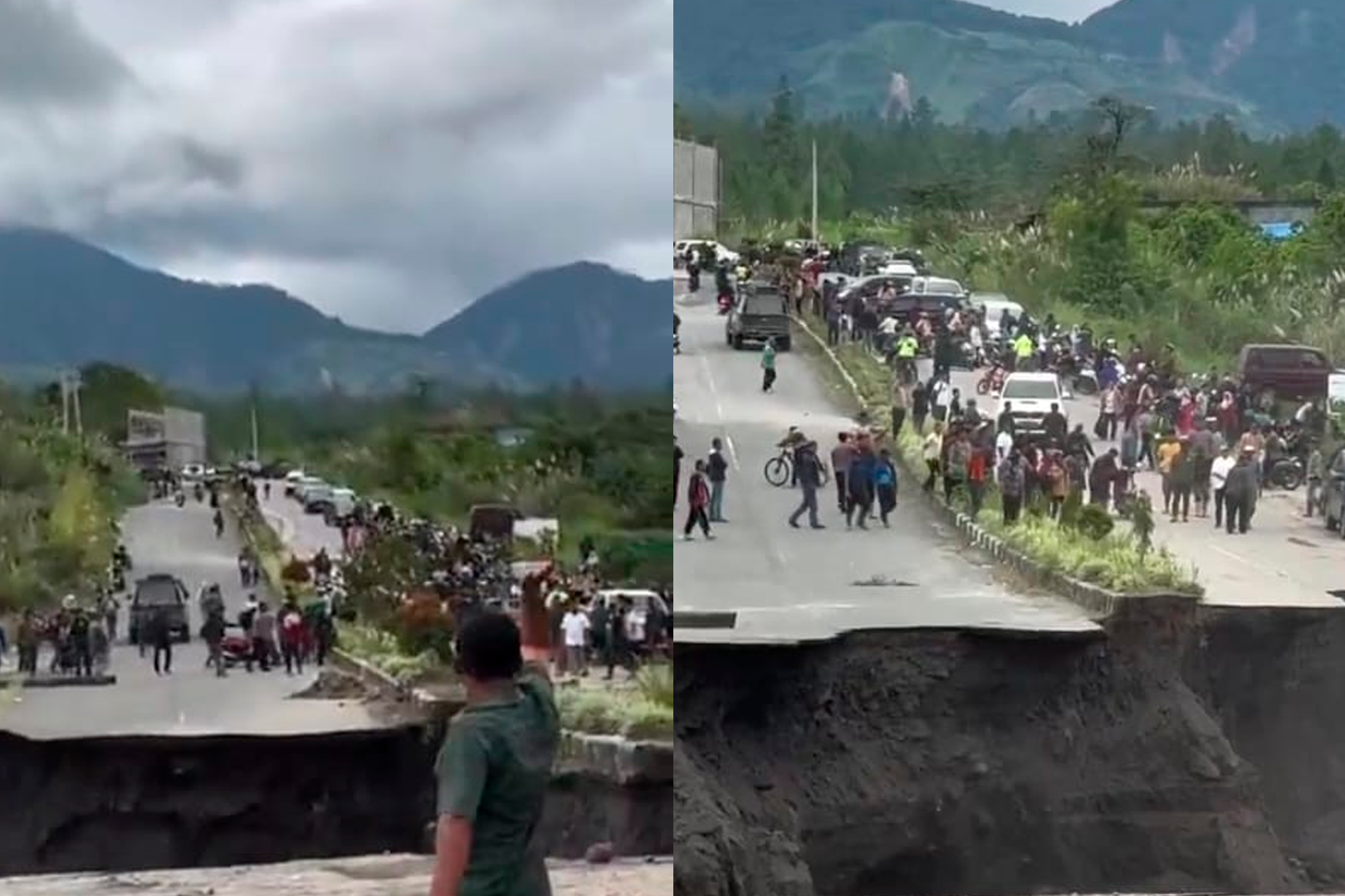 Imagem - Chuvas devastadoras na Ásia fazem estrada desabar
