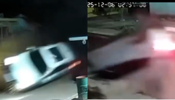 Carro capota em monte deixado na via em Concórdia do Pará 